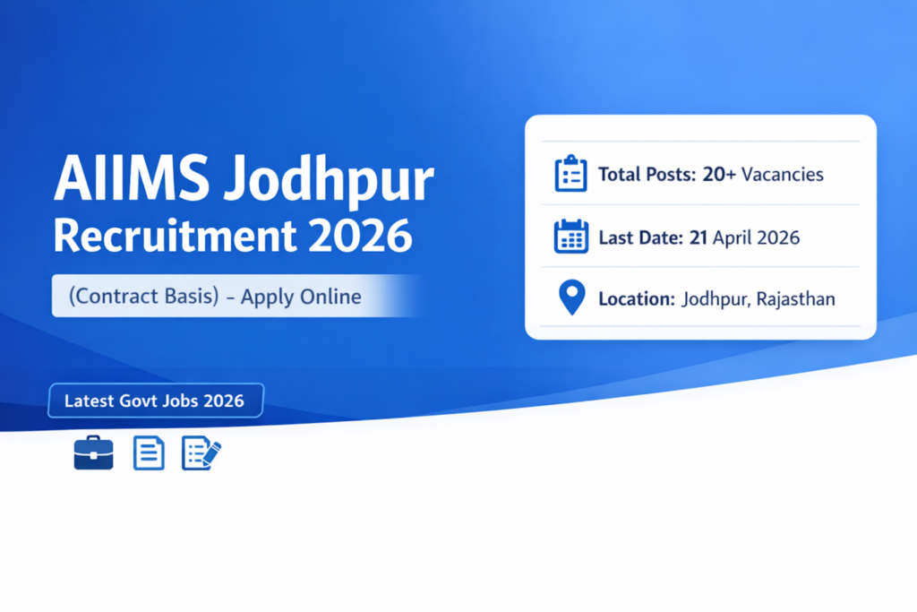 AIIMS Jodhpur Recruitment 2026 (Contract Basis) – Apply Online for 20+ Posts  Eligibility, Salary, Last Date