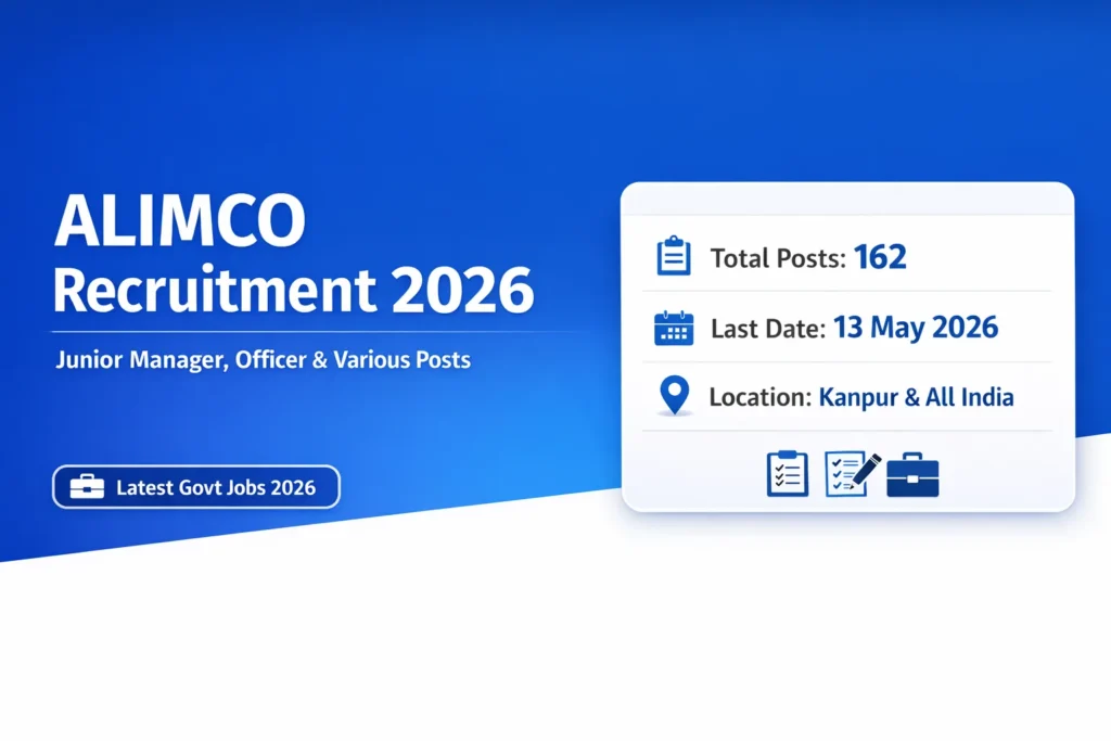 ALIMCO Recruitment 2026 162 Junior Manager, Officer & Various Posts Apply Online