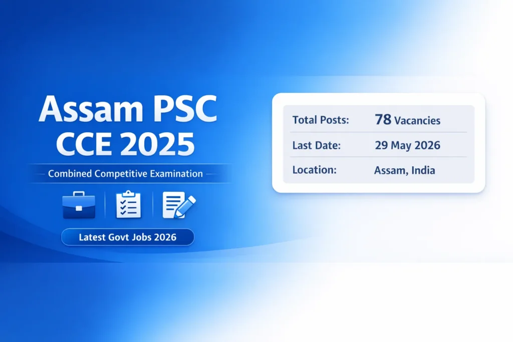 Assam PSC CCE 2025 Notification Out – Apply Online for 78 Posts | Complete Details in Hinglish