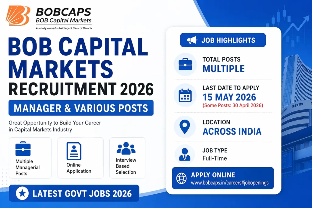 BOB Capital Markets Recruitment 2026 Manager & Various Posts Apply Online 