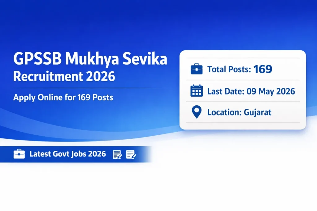 GPSSB Mukhya Sevika Recruitment 2026 Apply Online for 169 Posts  Eligibility, Salary, Exam Pattern