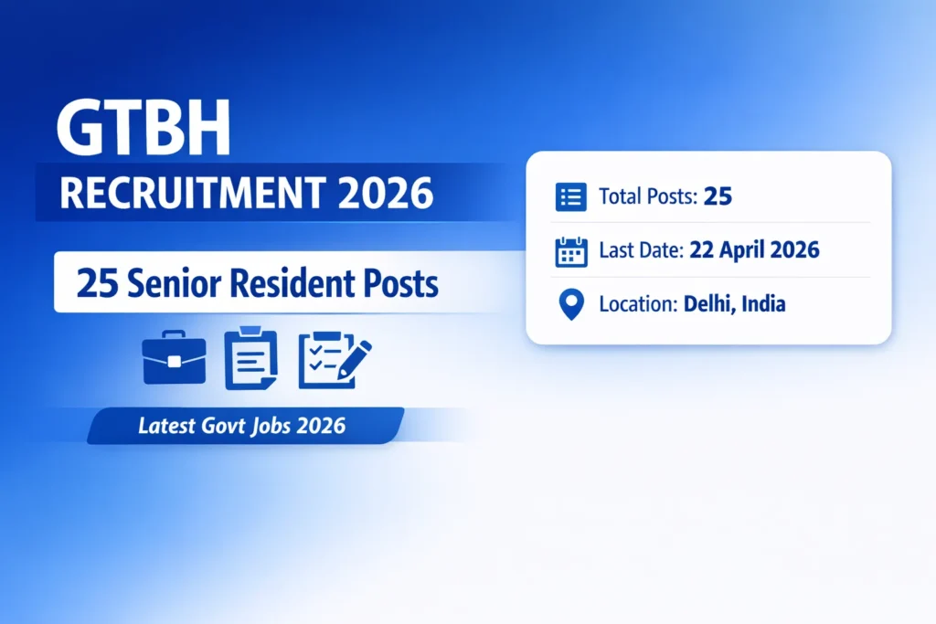 GTBH Recruitment 2026 25 Senior Resident Posts  Apply Online, Eligibility, Salary, Interview Dates