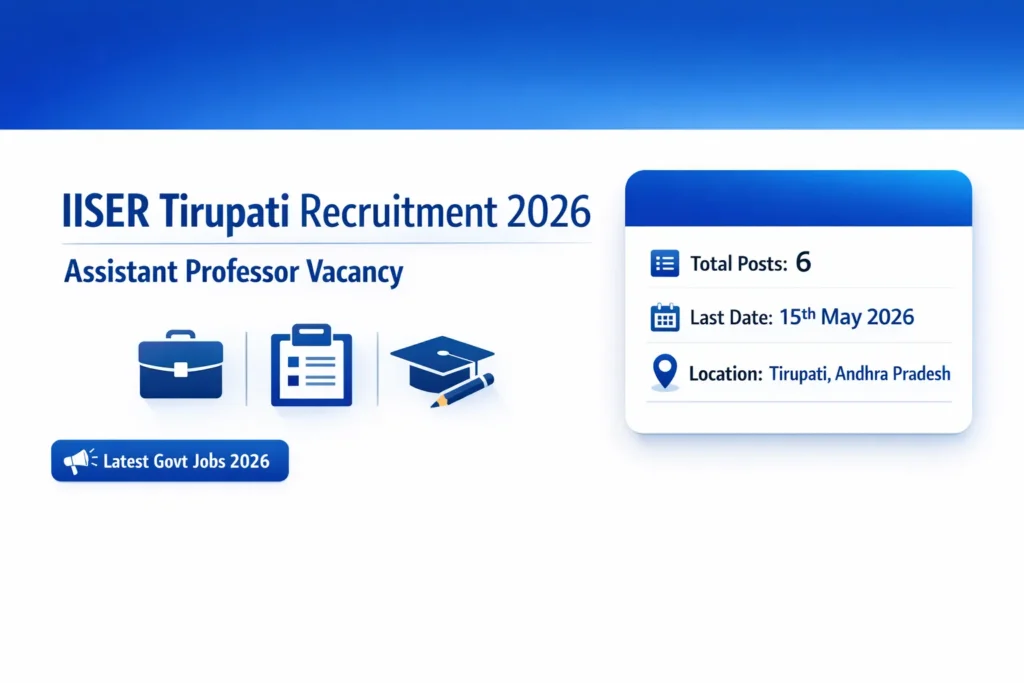 IISER Tirupati Recruitment 2026 Assistant Professor Notification Out for 6 Posts  Apply Online