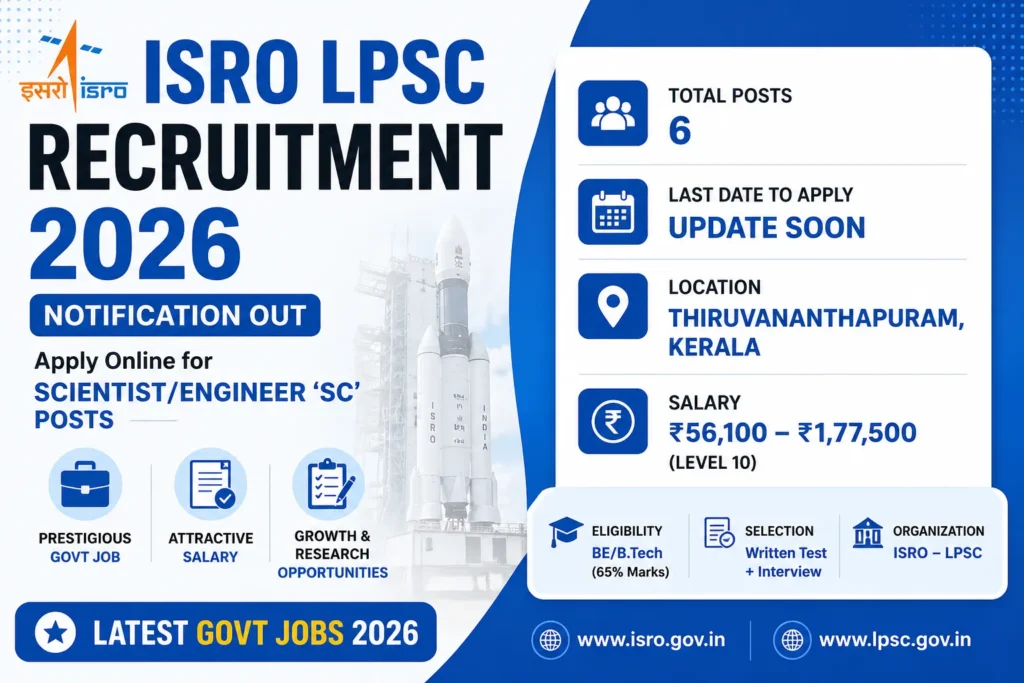 ISRO LPSC Recruitment 2026 Notification Out – Apply Online for ScientistEngineer Posts