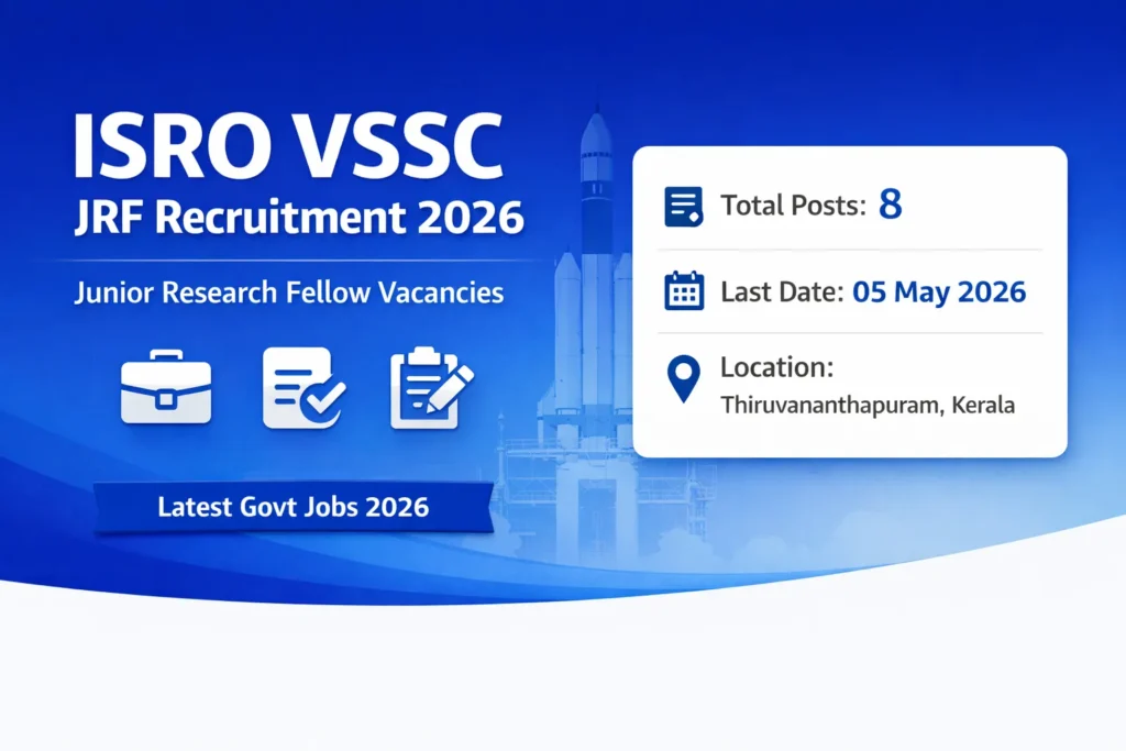 ISRO VSSC JRF Recruitment 2026 Apply Online for 8 Junior Research Fellow Vacancies