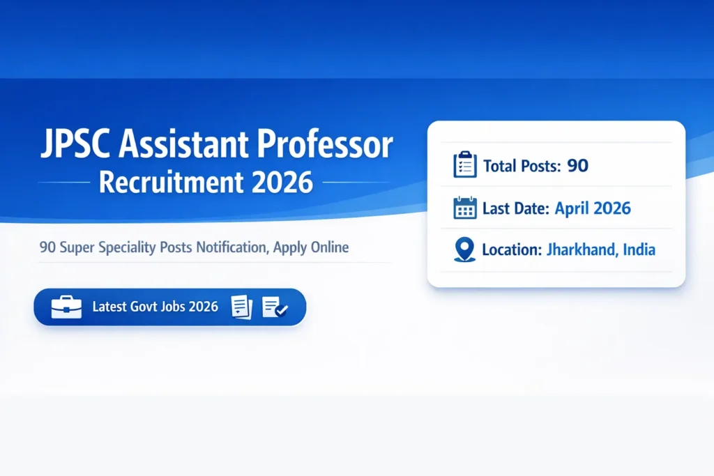 JPSC Assistant Professor Recruitment 2026 90 Super Speciality Posts Notification, Apply Online