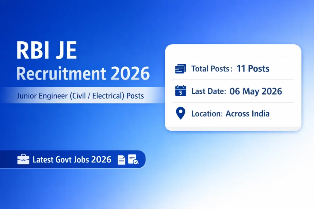 RBI JE Recruitment 2026 Notification Out – Apply Online for 11 Junior Engineer (CivilElectrical) Posts