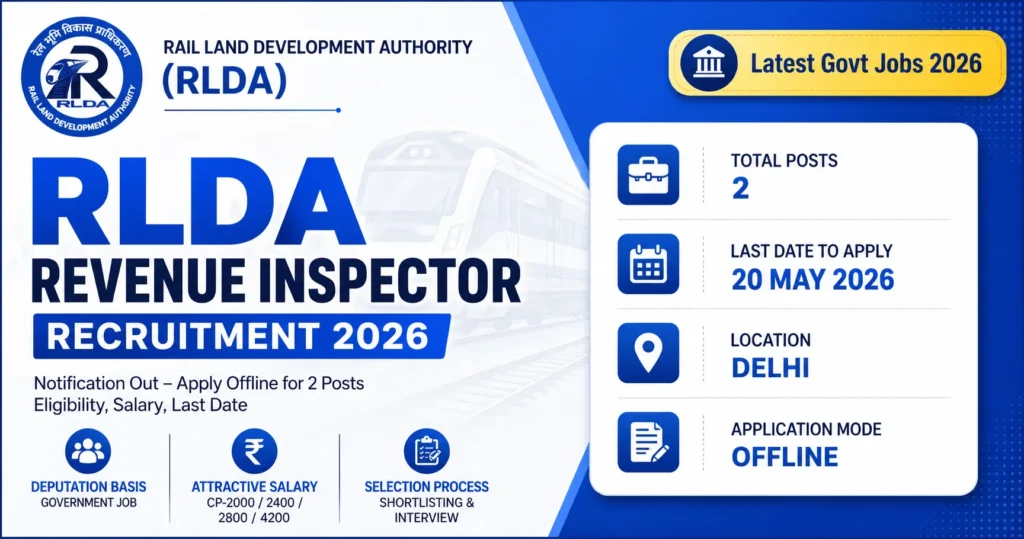RLDA Revenue Inspector Recruitment 2026 Notification Out – Apply Offline for 2 Posts