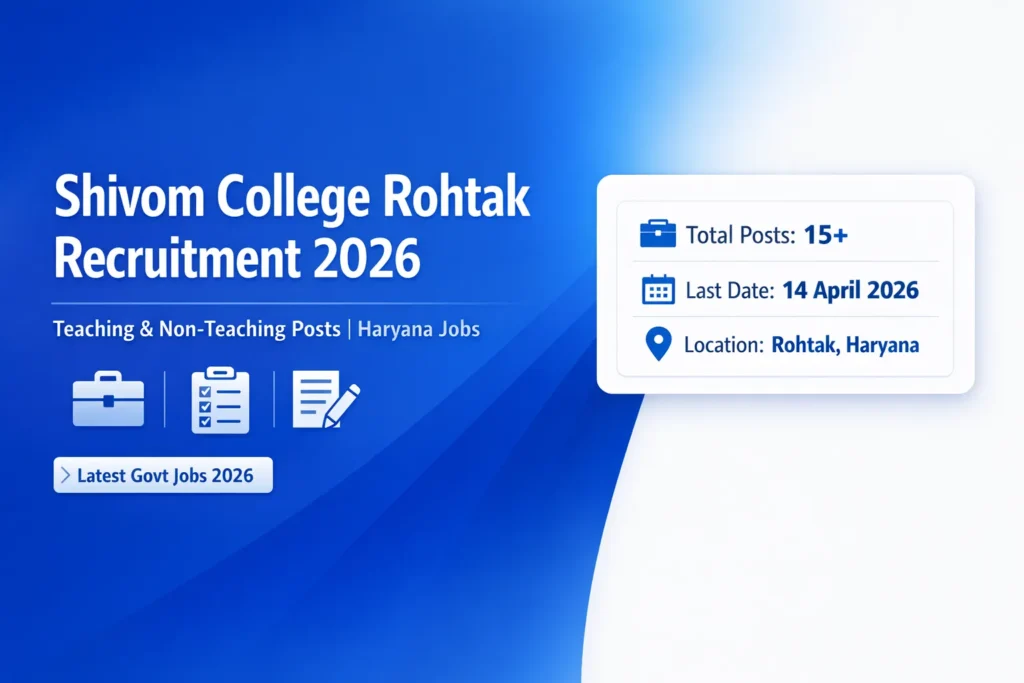 Shivom College Rohtak Recruitment 2026 – Apply Offline for Teaching & Non-Teaching Posts