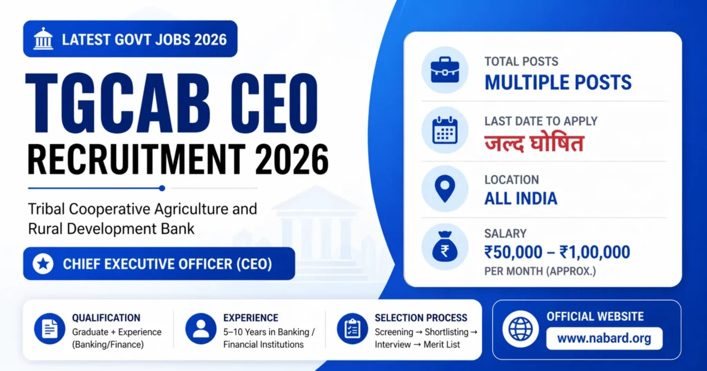 TGCAB Recruitment 2026 Apply Online for Chief Executive Officer (CEO) Posts  Notification, Eligibility, Salary, Last Date