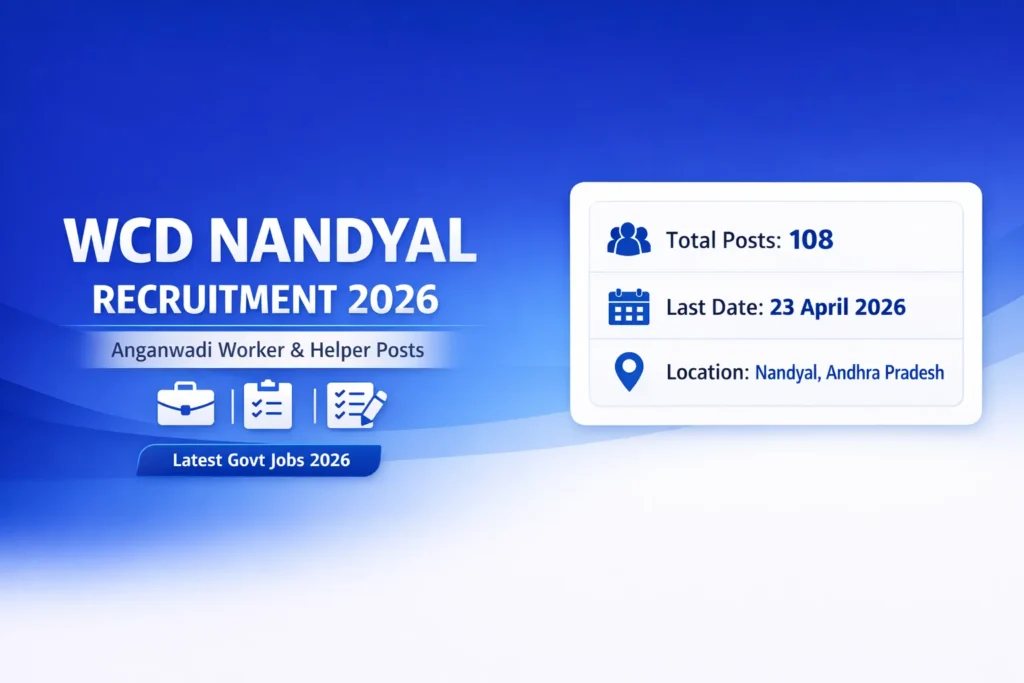 WCD Nandyal Recruitment 2026 108 Anganwadi Worker & Helper Posts Apply Offline  Full Details