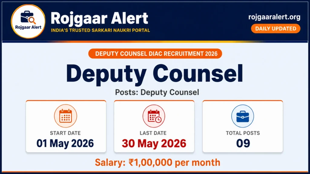Deputy Counsel DIAC Recruitment 2026 — Vacancy, Eligibility, Salary & Apply Process